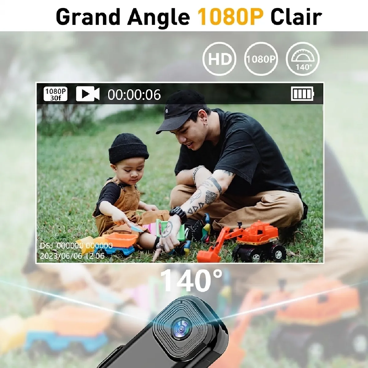Yonis Noir Caméscope Numérique Mini Hd 1080P Avec Écran Couleur Wifi Et Longue Autonomie