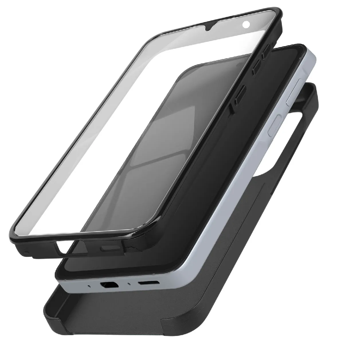 Avizar Noir Coque Intégrale Pour Samsung A55 Rigide Et Avant Souple Tactile - Neuf - Image 2