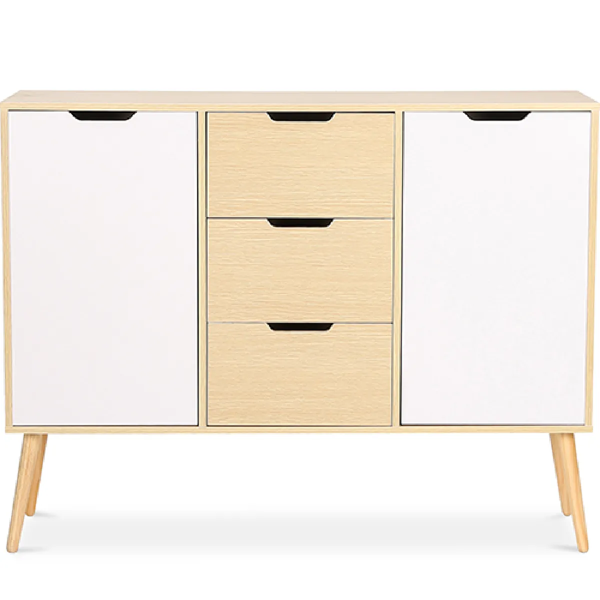 Buffet en Bois - Design Scandinave - 3 tiroirs - Roger Bois naturel Buffet en Bois - Design Scandinave - 3 tiroirs - Roger Bois naturel