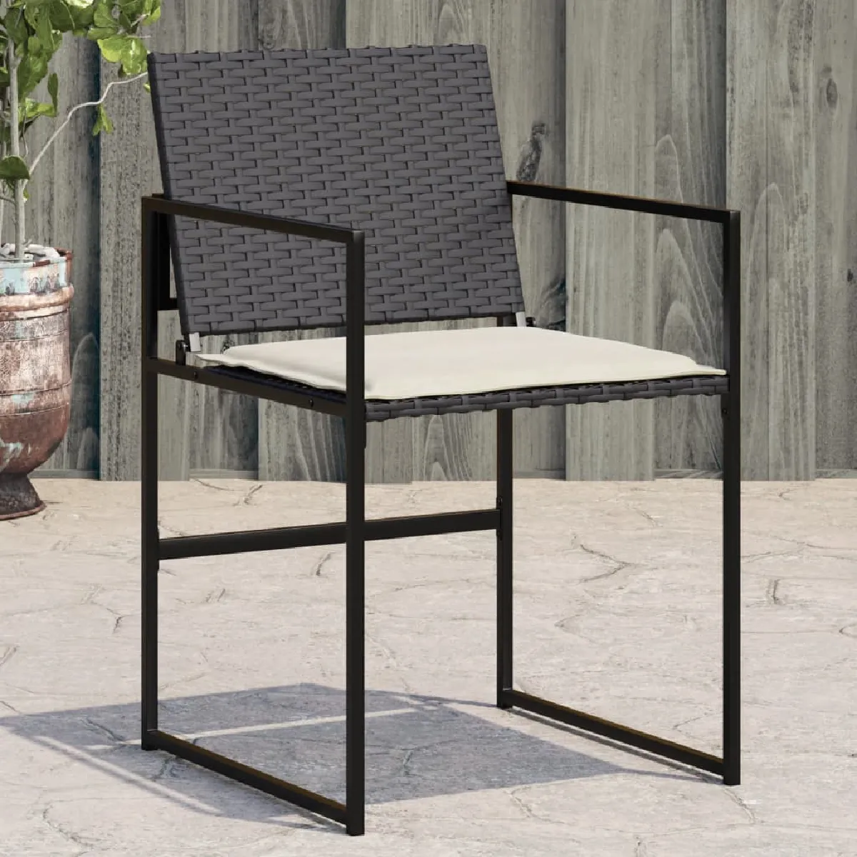 Non Communiqué Noir Vidaxl Chaises De Jardin Lot De 4 Avec Coussins Résine Tressée, Siège De Jardin, Sièges D'extérieur, Chaise 4008581 - Image 3