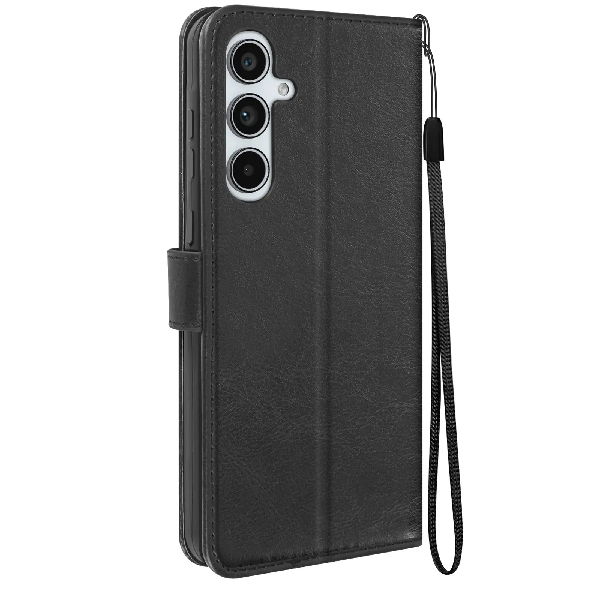 Mayaxess Noir Étui Pour Samsung A55 Portefeuille Fonction Support Avec Dragonne