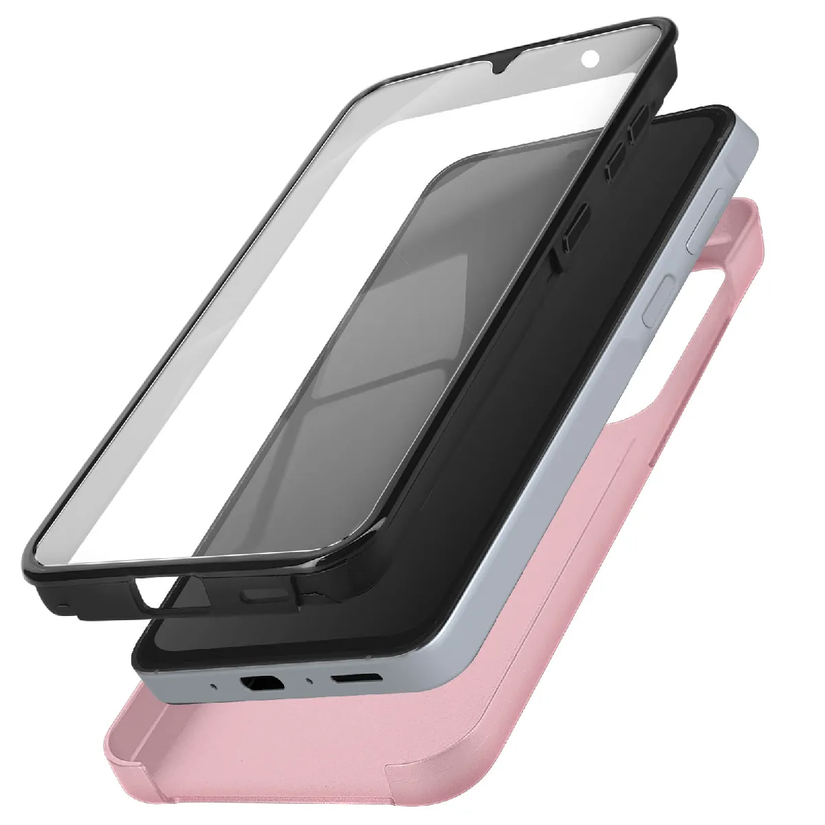 Avizar Rose Doré Coque Intégrale Pour Samsung A55 Rigide Et Avant Souple Tactile Rose Champagne - Neuf - Image 3