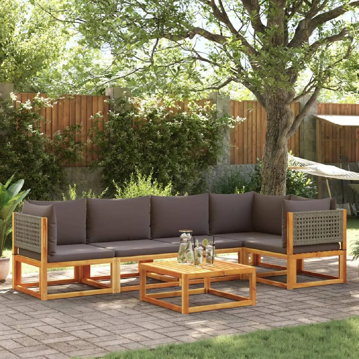vidaXL Salon de jardin 6 pcs Bois d'acacia - vue 2