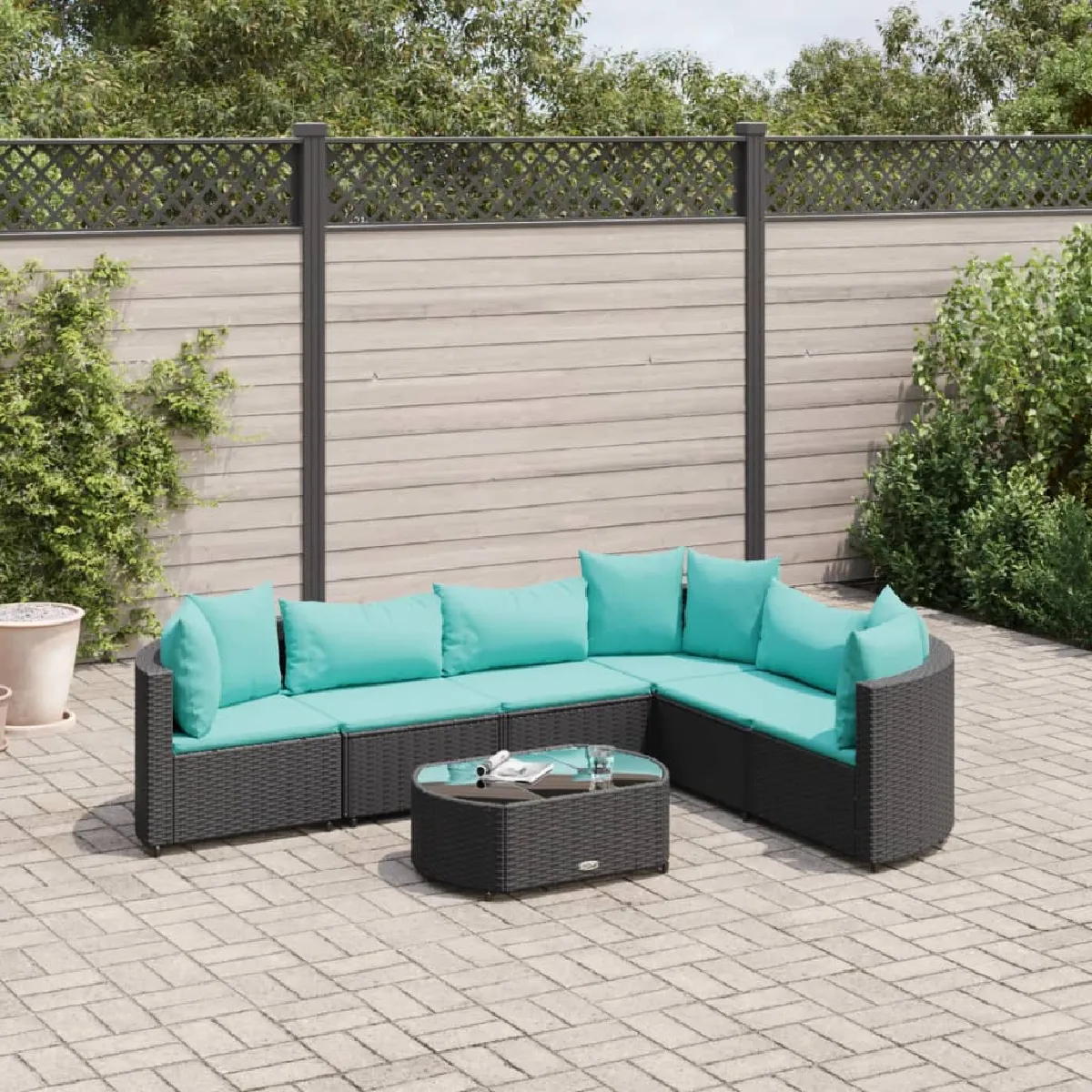 Vidaxl Noir Salon De Jardin 7 Pcs - Résine Tressée