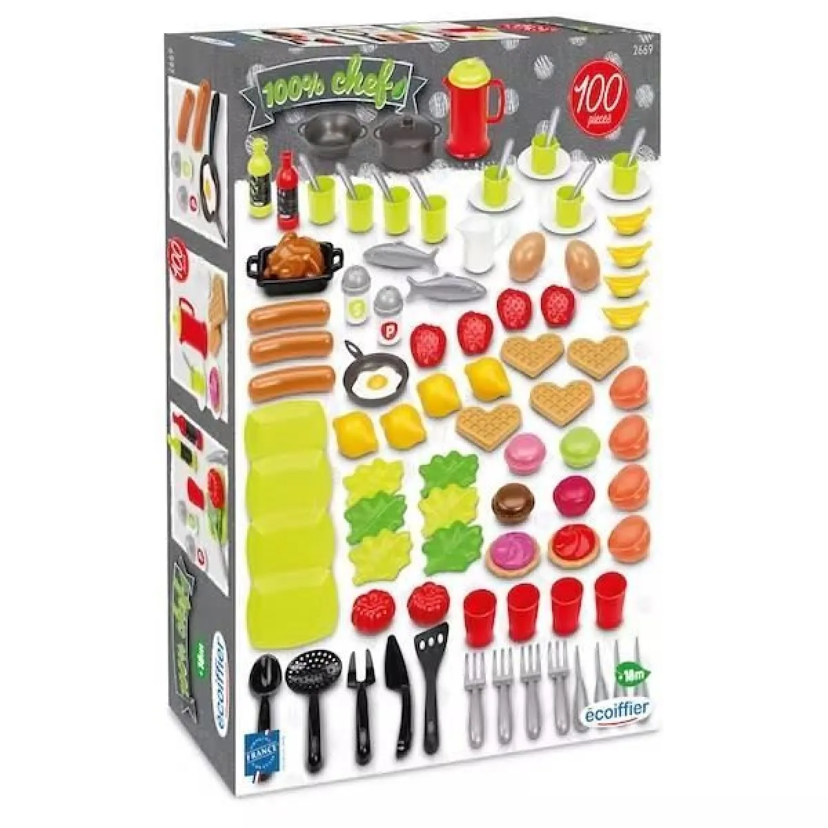 Dînette Réchaud 100 % Chef - Ustensiles, vaisselle, aliments - Le Coin