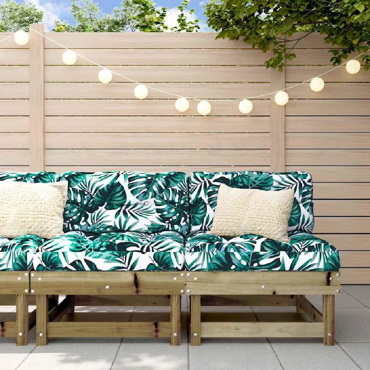 vidaXL Canapés centraux avec coussins 2 pcs bois de pin imprégné