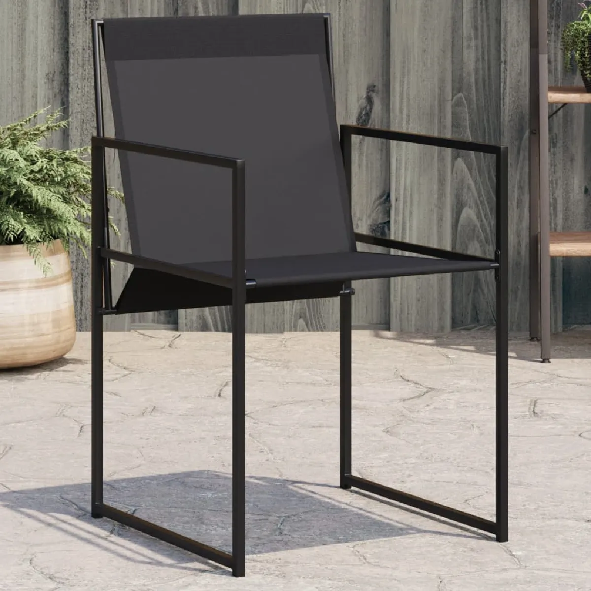 Non Communiqué Noir Vidaxl Chaises De Jardin 4 Pcs Acier Et Textilène, Siège De Jardin, Siège D'extérieure, Chaise D'extérieur, Assise De 4008593 - Image 3