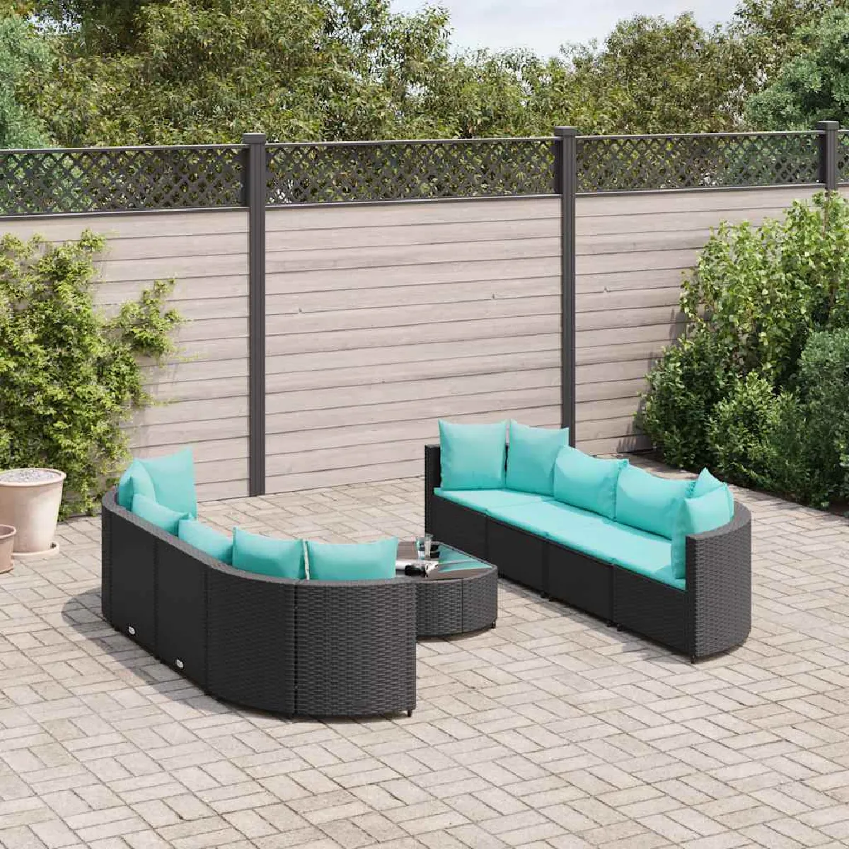 Non Communiqué Salon De Jardin Modulable Generique Resine Tressee 9 Pieces 63 X 63 X 57 Cm - Image 2