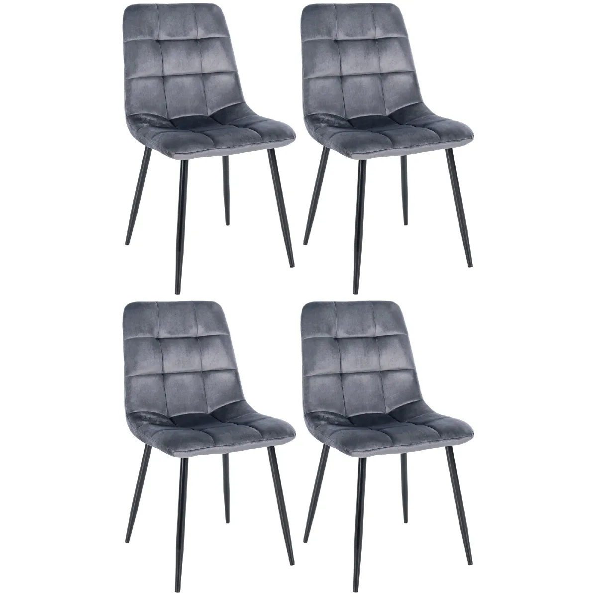 Decoshop26 Lot de 4 Chaises - Gris foncé