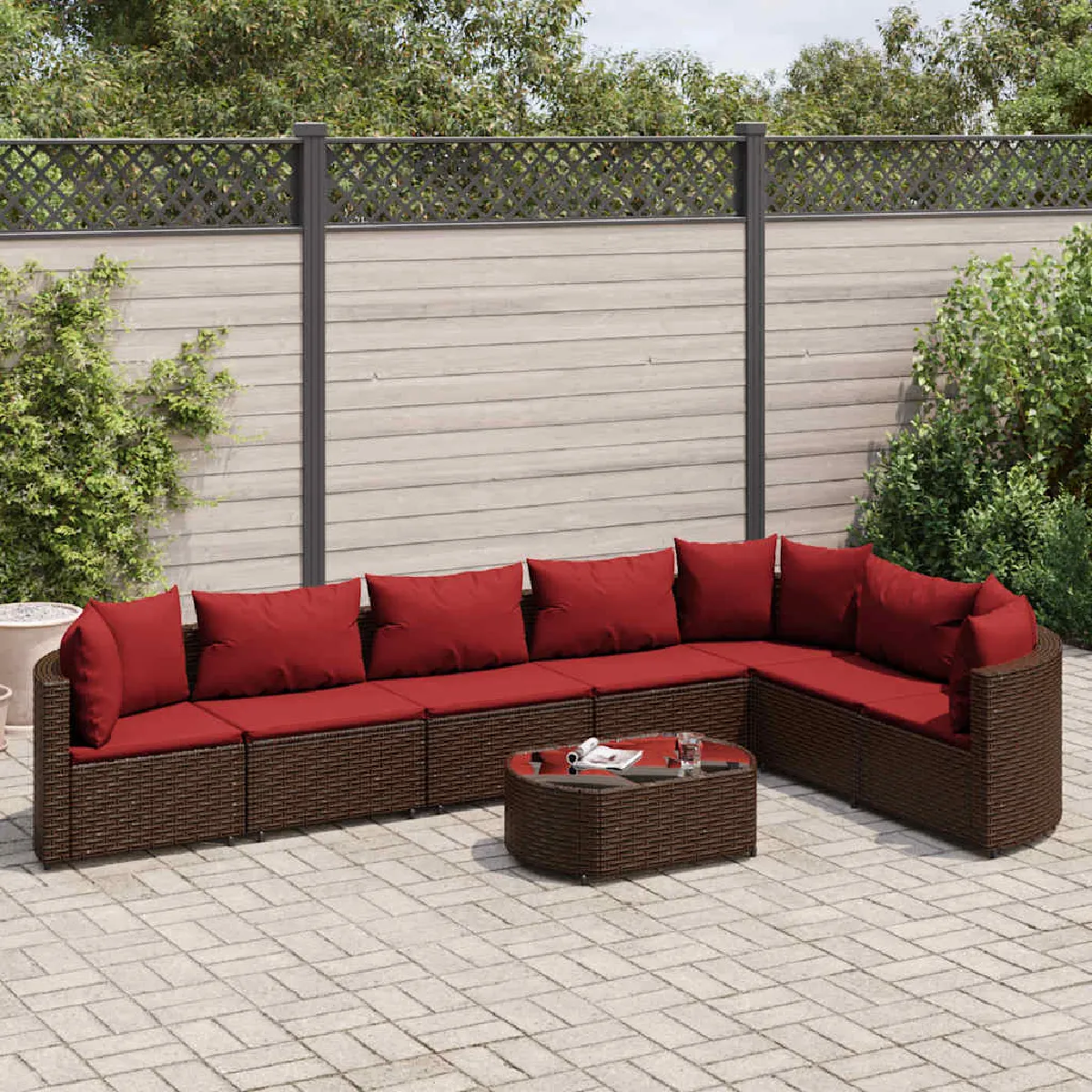 vidaXL Ensemble de jardin 8 pcs avec coussins Résine Tressée - vue 6