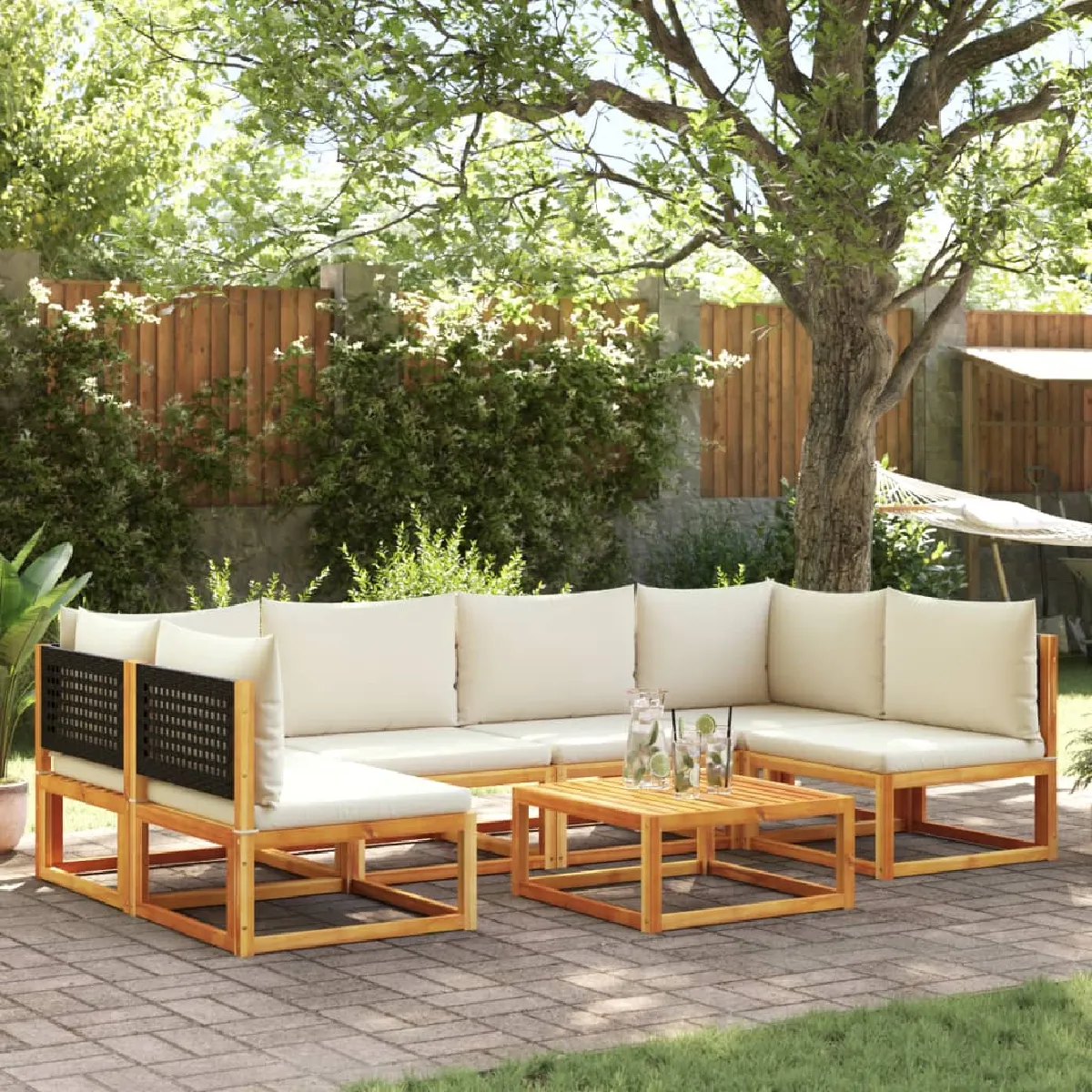 VIDAXL Salon de jardin 7 pcs Bois Massif d'Acacia - vue 2