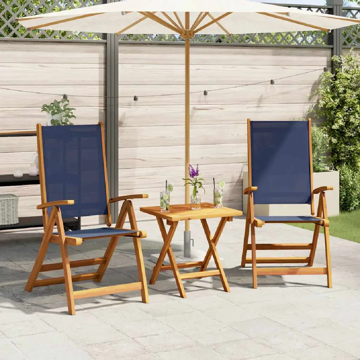 VIDAXL - Chaises de jardin pliables - Bois d'acacia - Lot de 2 - Image 3