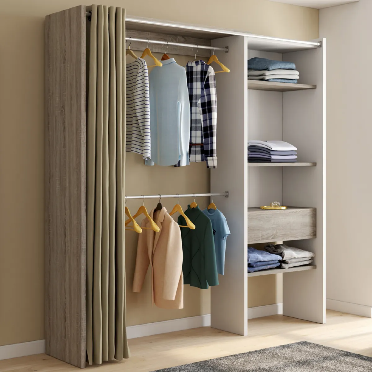MARKET MARTY Dressing extensible - Blanc et bois