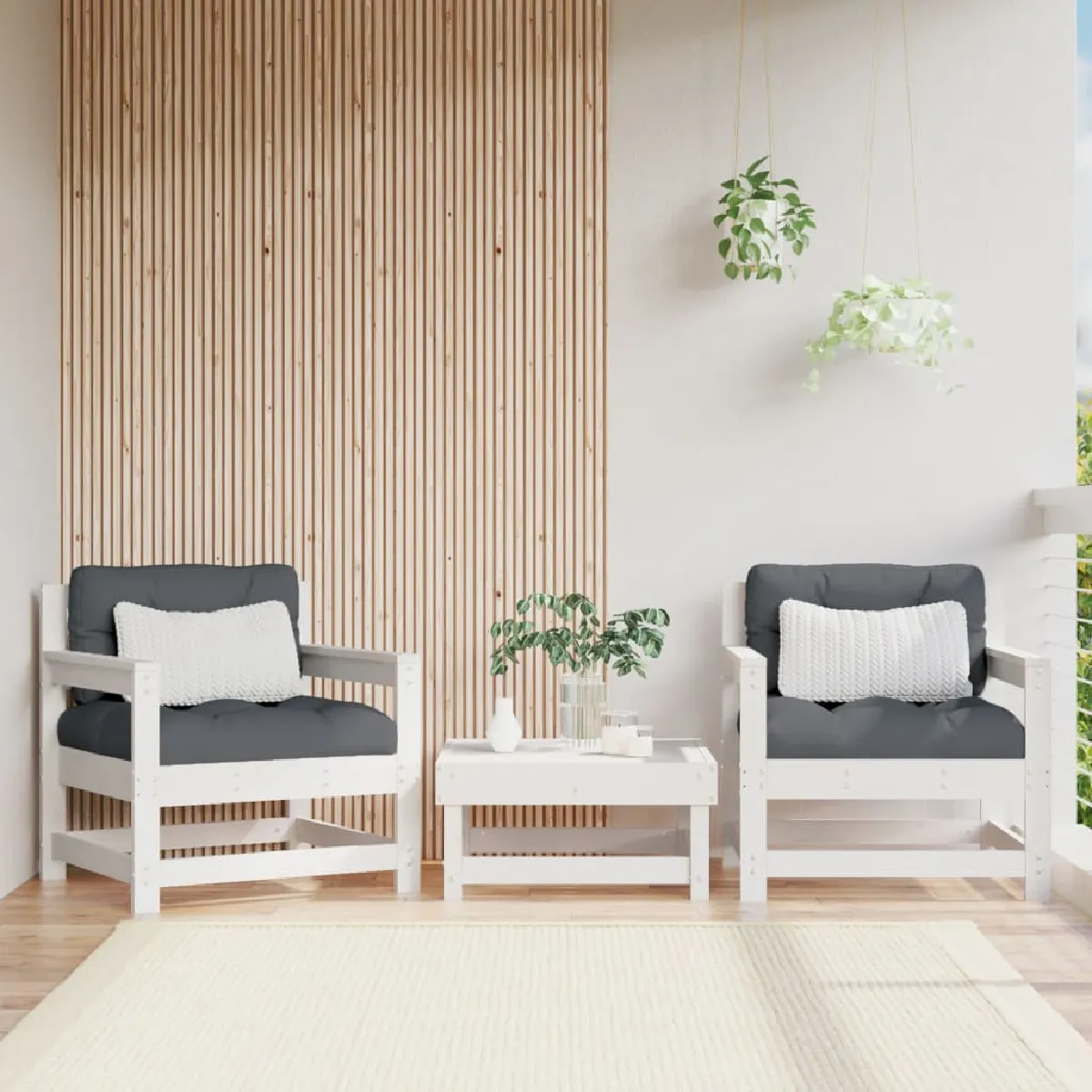 vidaXL Chaises de jardin et coussins lot de 2 bois de pin massif - vue 3