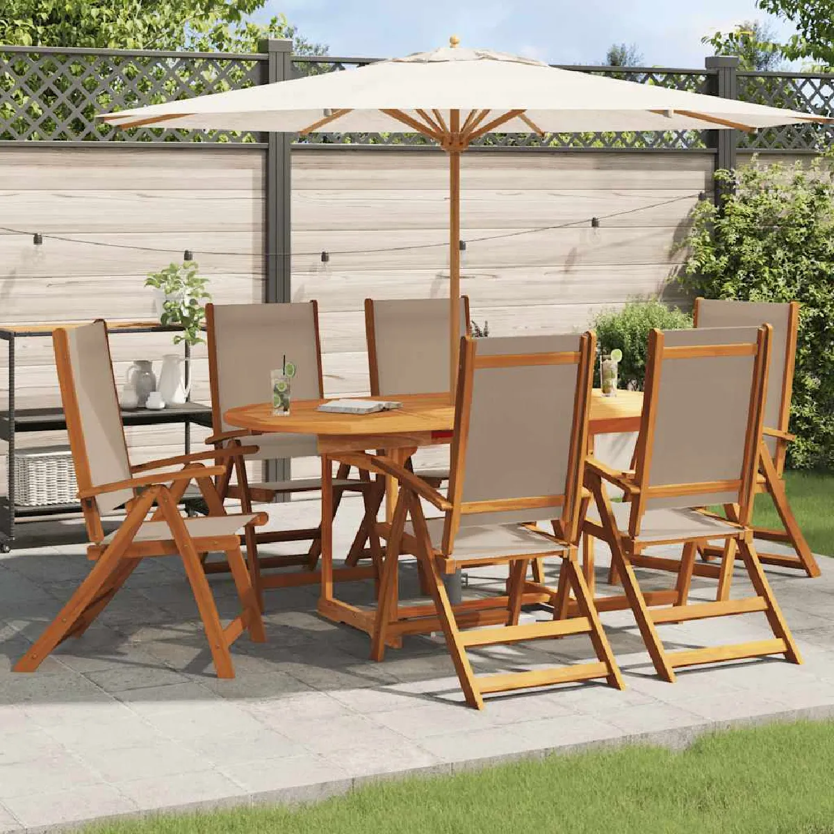 vidaXL Chaises pliables de jardin Lot de 6 Acacia - vue 2