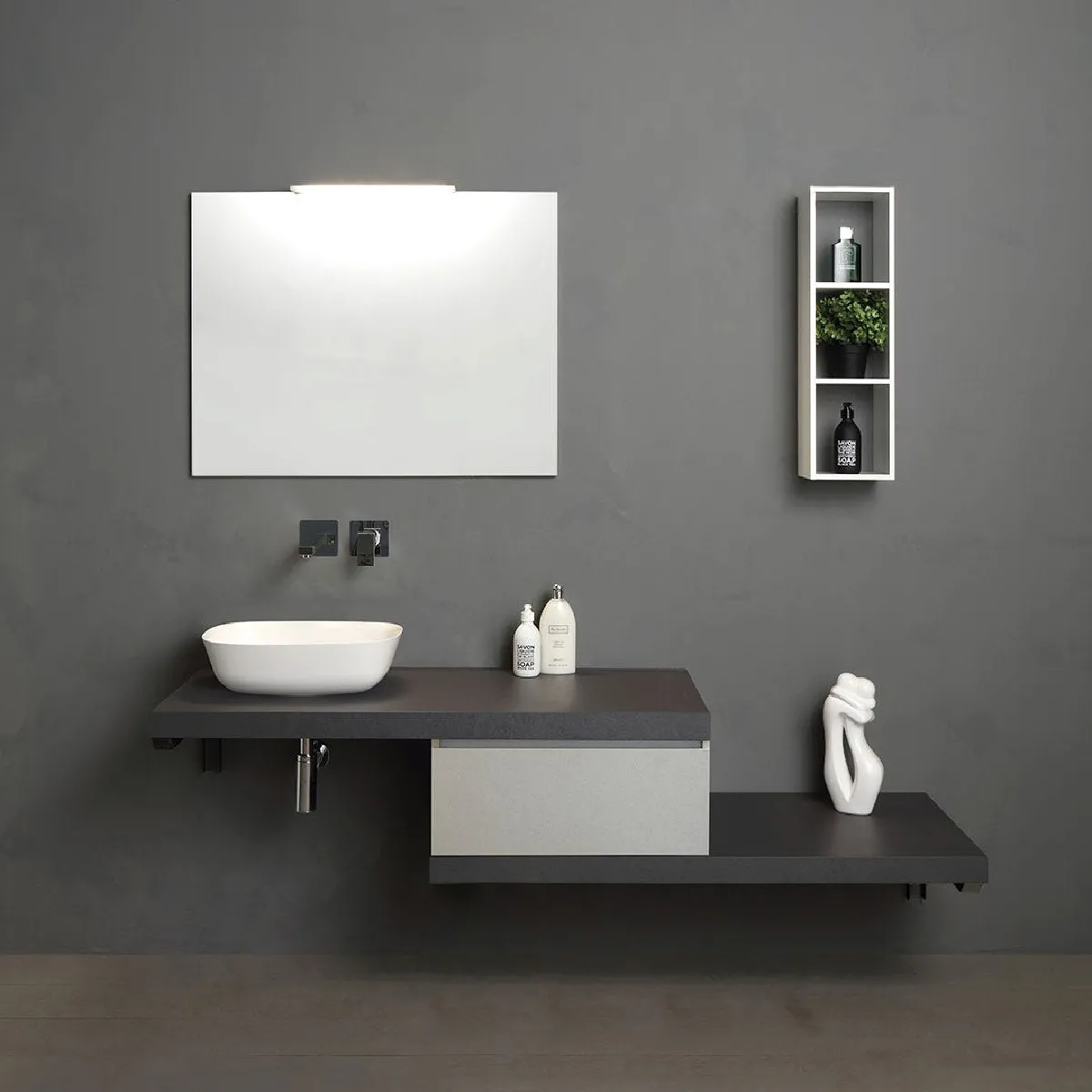 Kiamami valentina meuble haut salle de bain avec miroir - Anthracite