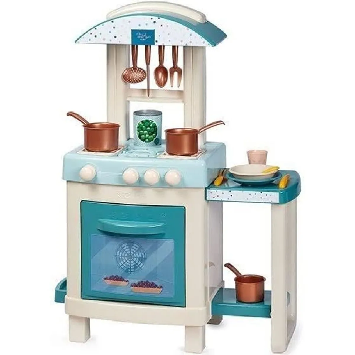 Cuisine de jeu Ecoiffier Vert Azur avec four abattable, 3 feux et 16 accessoires - Image 4