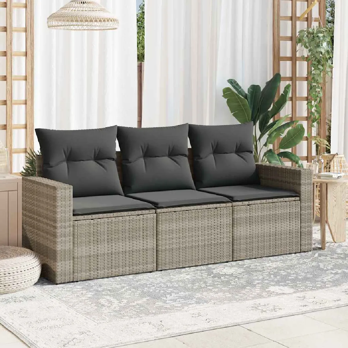 vidaXL Salon 3 pcs Résine tressée - vue 3