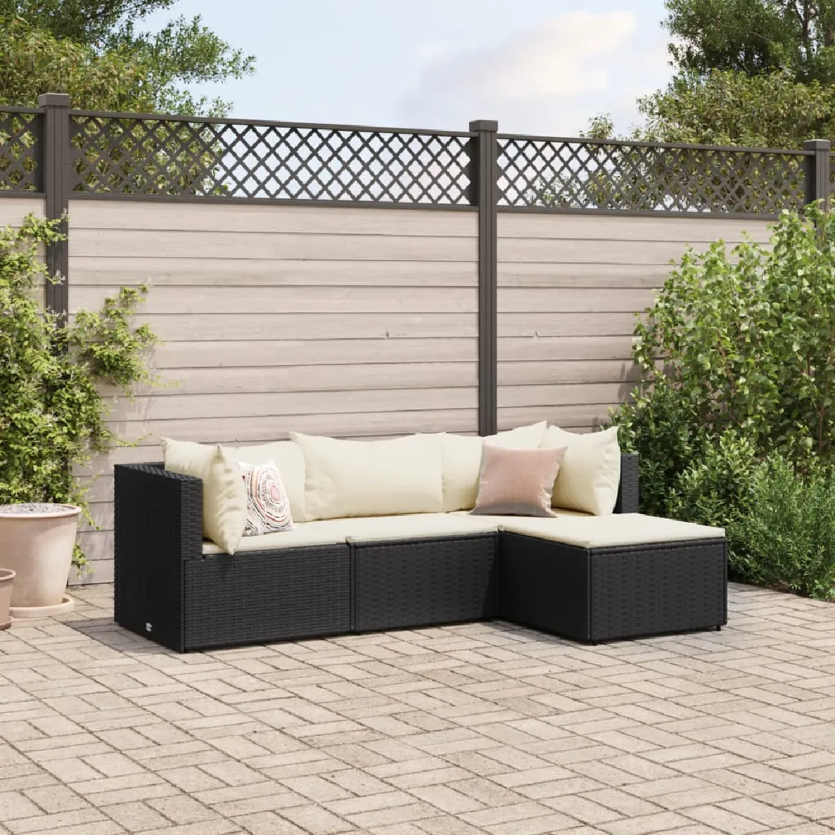 Vidaxl Noir Salon De Jardin 4 Pcs