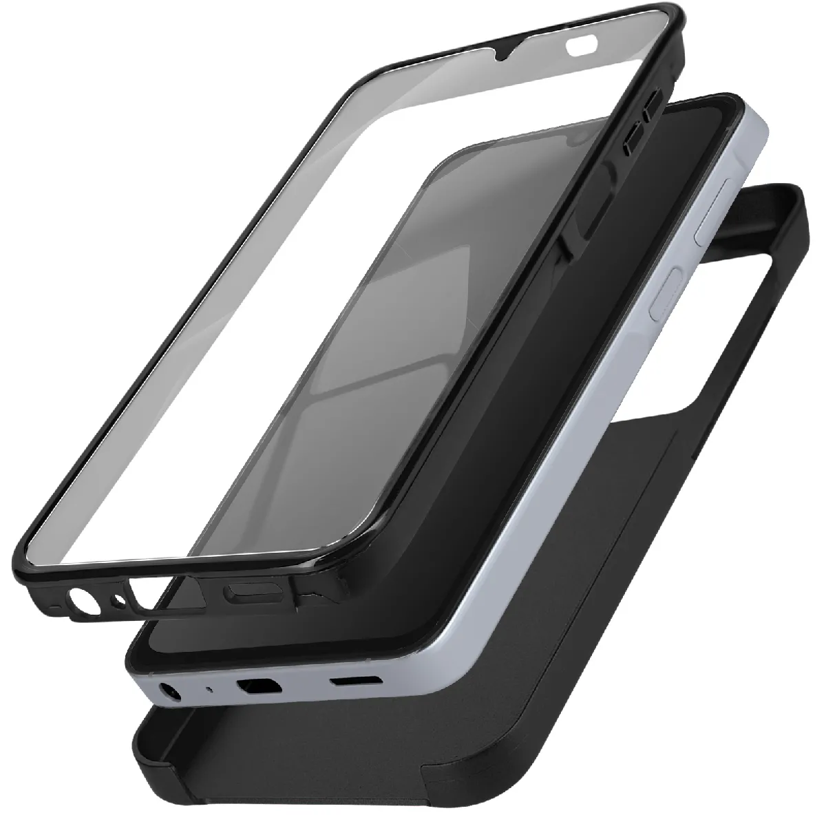 Avizar Noir Coque Intégrale Pour Samsung A25 Rigide Et Avant Souple Tactile - Neuf - Image 3