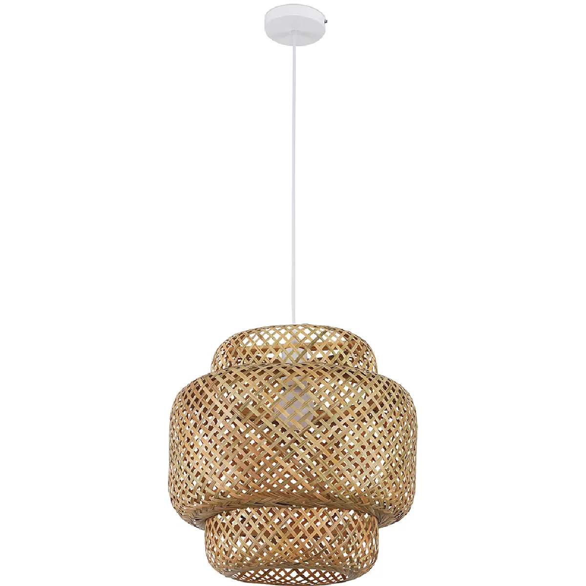 Lampe de plafond en bambou - Lampe suspendue au stile Boho Bali - Kamon Bois naturel