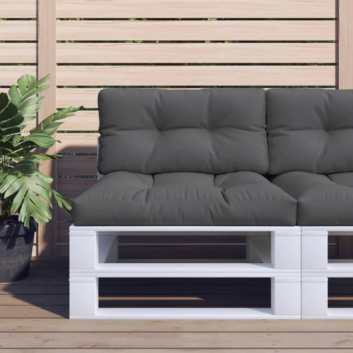 vidaXL Coussins de palette - Lot de 2 - Anthracite