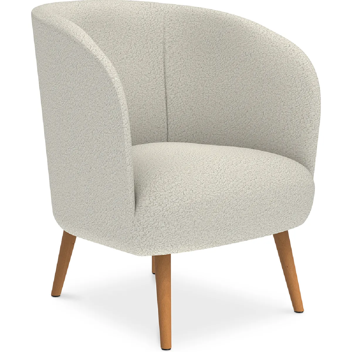 Fauteuil avec Accoudoirs En Bouclette Fausse Fourrure Tapissée - Boucles Blanches- Wesna Blanc
