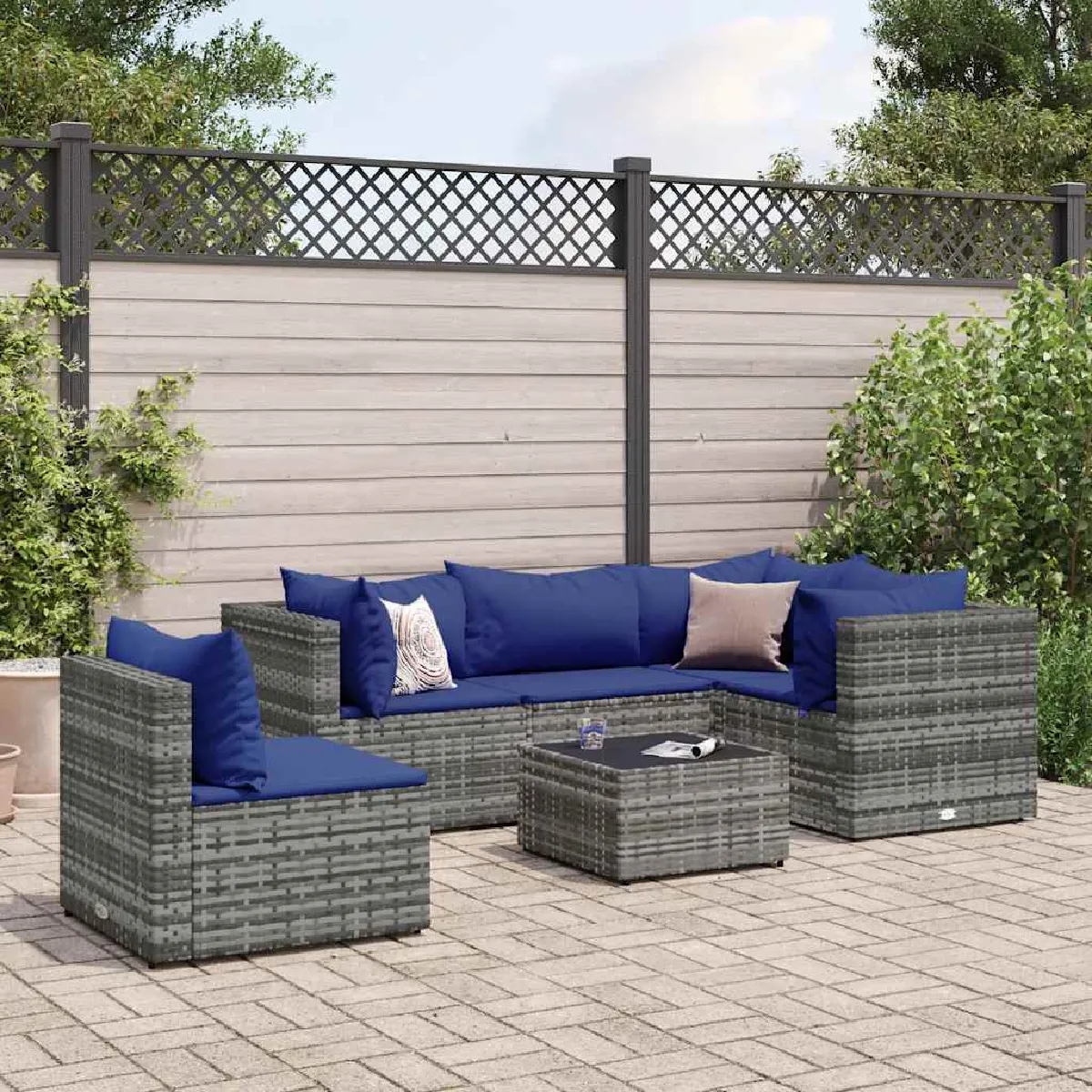 Salon de jardin vidaXL 6 pcs Résine tressée - vue 3