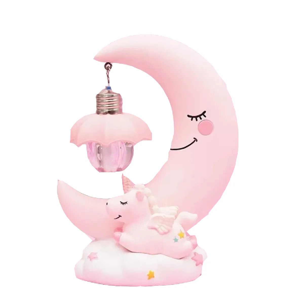 Yonis Lampe décorative lune enfant - Rose