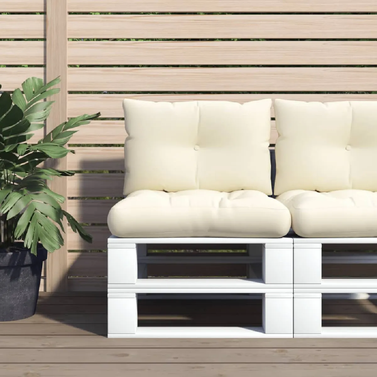 vidaXL Coussins de palette Lot de 2 Crème - vue 3