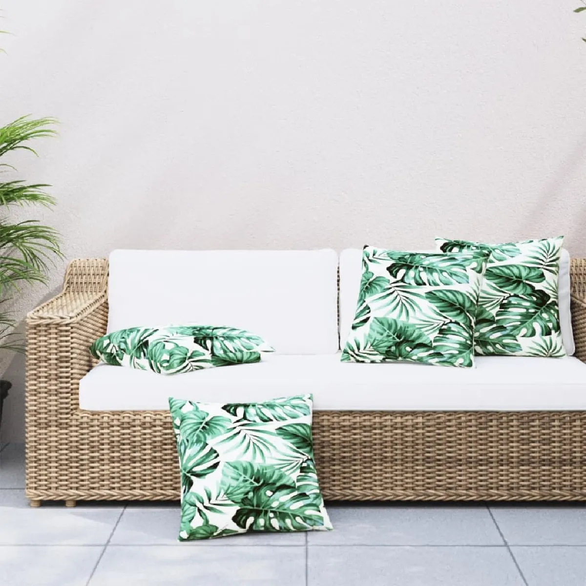 vidaXL Coussins de canapé motif de feuilles Lot de 4 - vue 2