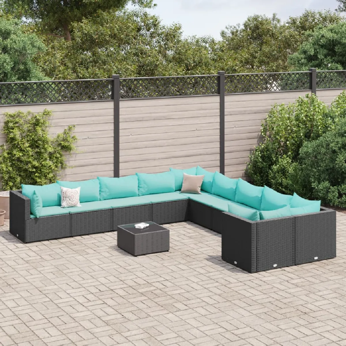 Vidaxl Noir Salon De Jardin 11 Pcs