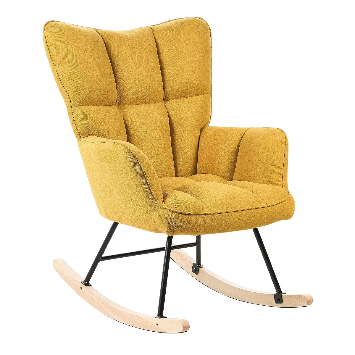 Beliani Fauteuil Bascule Oulu Jaune Beliani Fauteuil Bascule Oulu Jaune