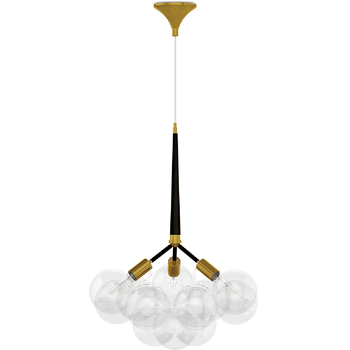 Lampe de plafond avec des boules en verre - Lampe suspendue design - Glaub Noir Lampe de plafond avec des boules en verre - Lampe suspendue design - Glaub Noir