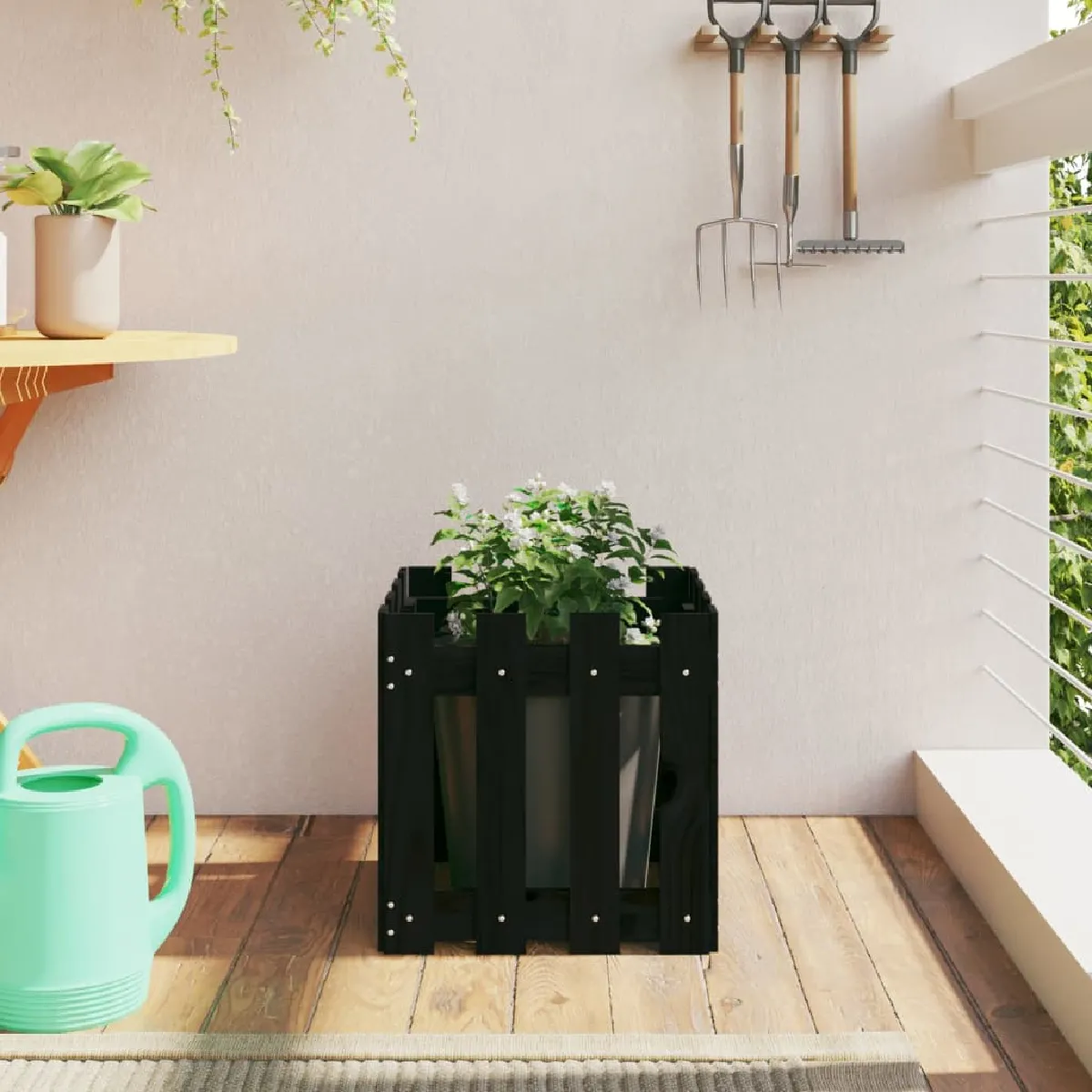 VIDAXL Jardinière avec design de clôture - vue 3