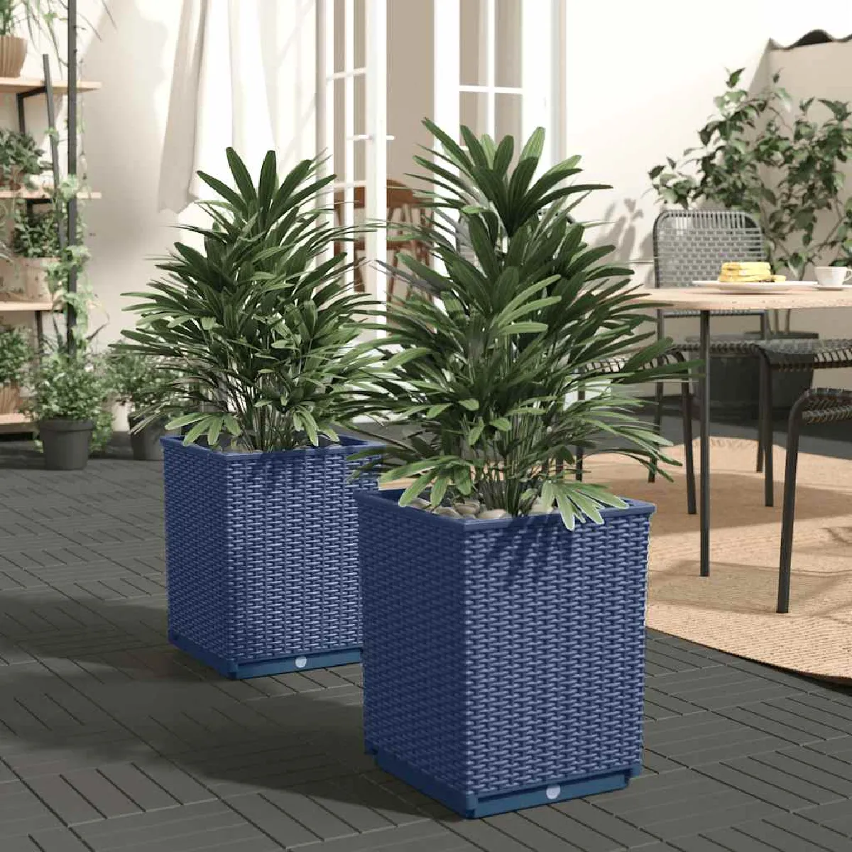 Non Communiqué Gris Jardinières 2 Pcs Bleu 30X30x37 Cm Polypropylène - Image 3