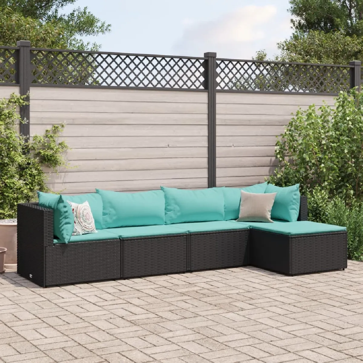 vidaXL 5 pcs Salon de Jardin Résine Tressée - vue 1