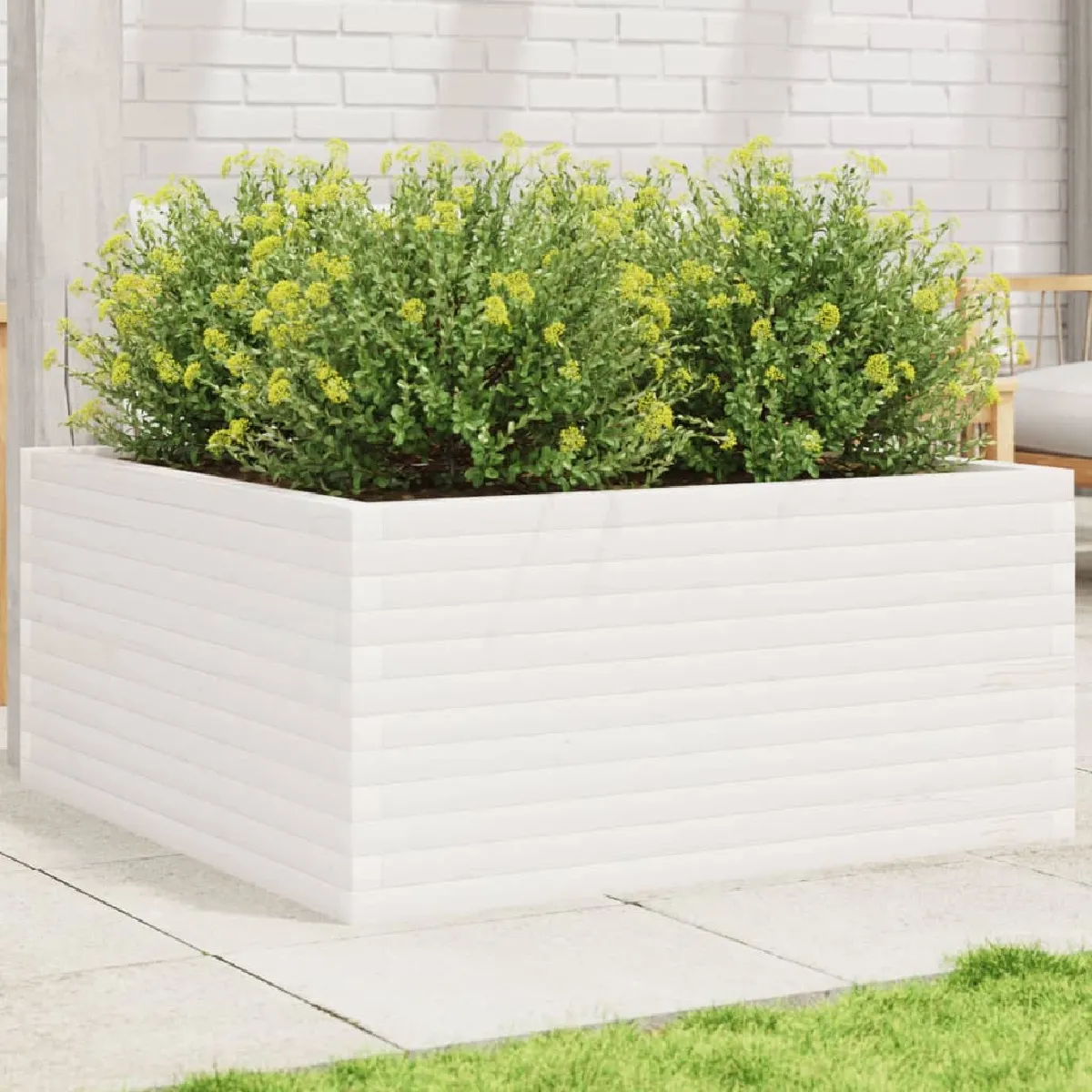 Vidaxl Blanc Jardinière 100X100x46 Cm