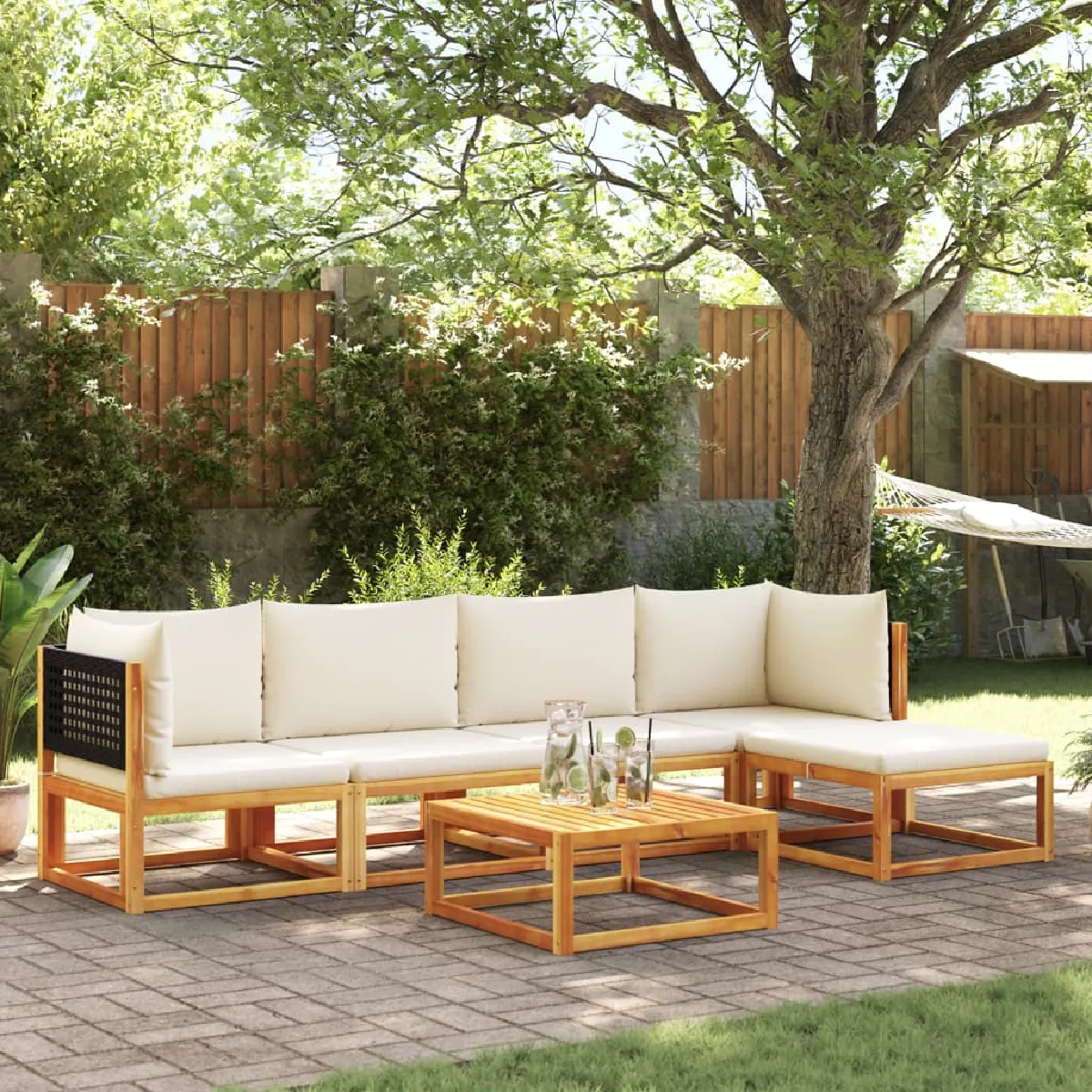 Salon de jardin 6 pcs Bois d'acacia solide