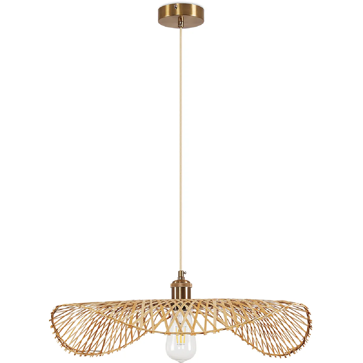 Lampe de plafond en bambou - Lampe suspendue de stile Boho Bali - Bahati Doré Lampe de plafond en bambou - Lampe suspendue de stile Boho Bali - Bahati Doré
