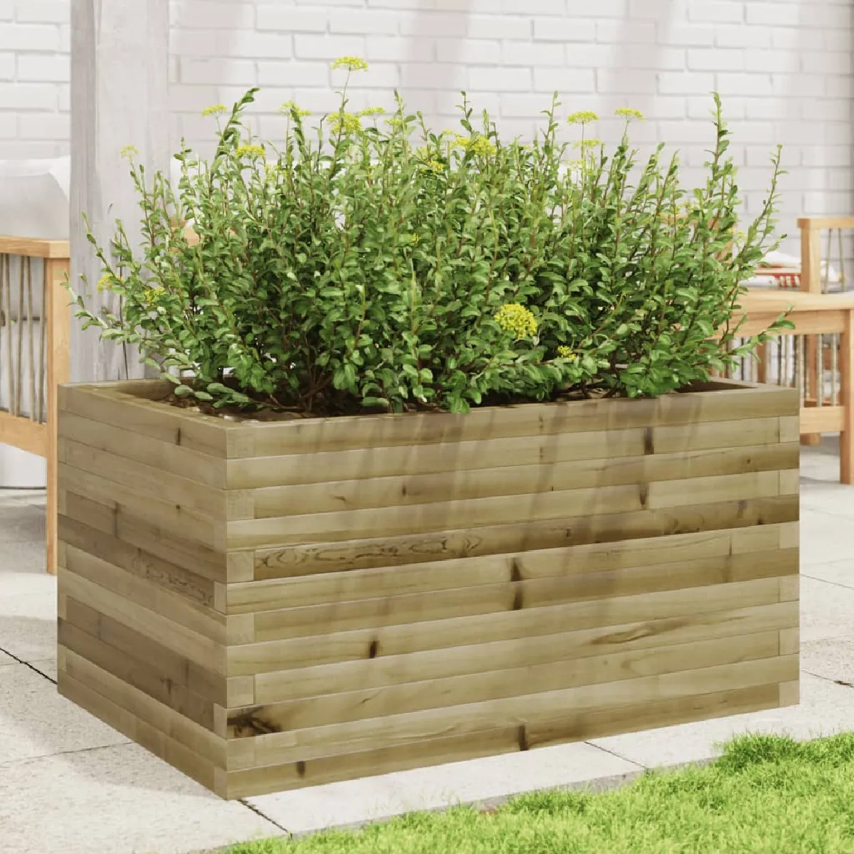 Vidaxl Marron Jardinière 90X60x45,5 Cm Bois De Pin Imprégné, Jardinière D'extérieur, Bac À Fleurs, Boîte À Plantes, Jardinière De 847282 - Image 2