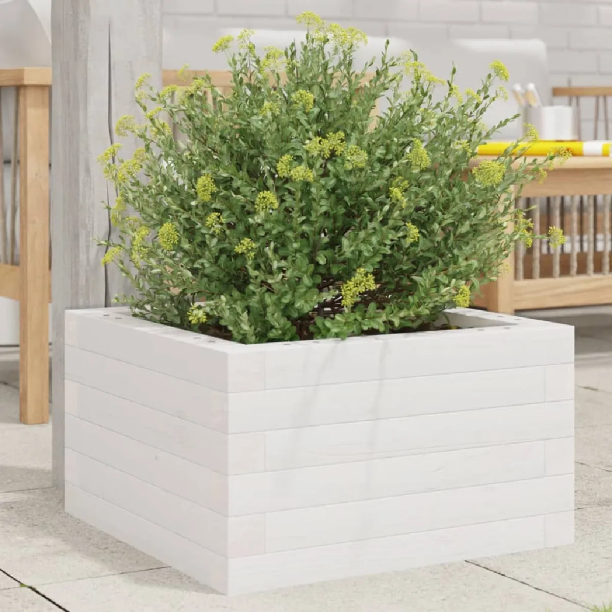 VIDAXL - Jardinière - Bois de Pin Massif - 40x40x23 cm - Blanc - Image 3