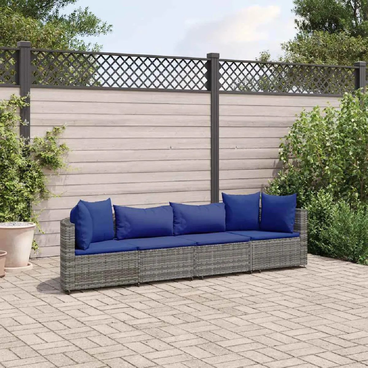 vidaXL Salon de jardin 4 pcs avec coussins Aluminium - vue 8