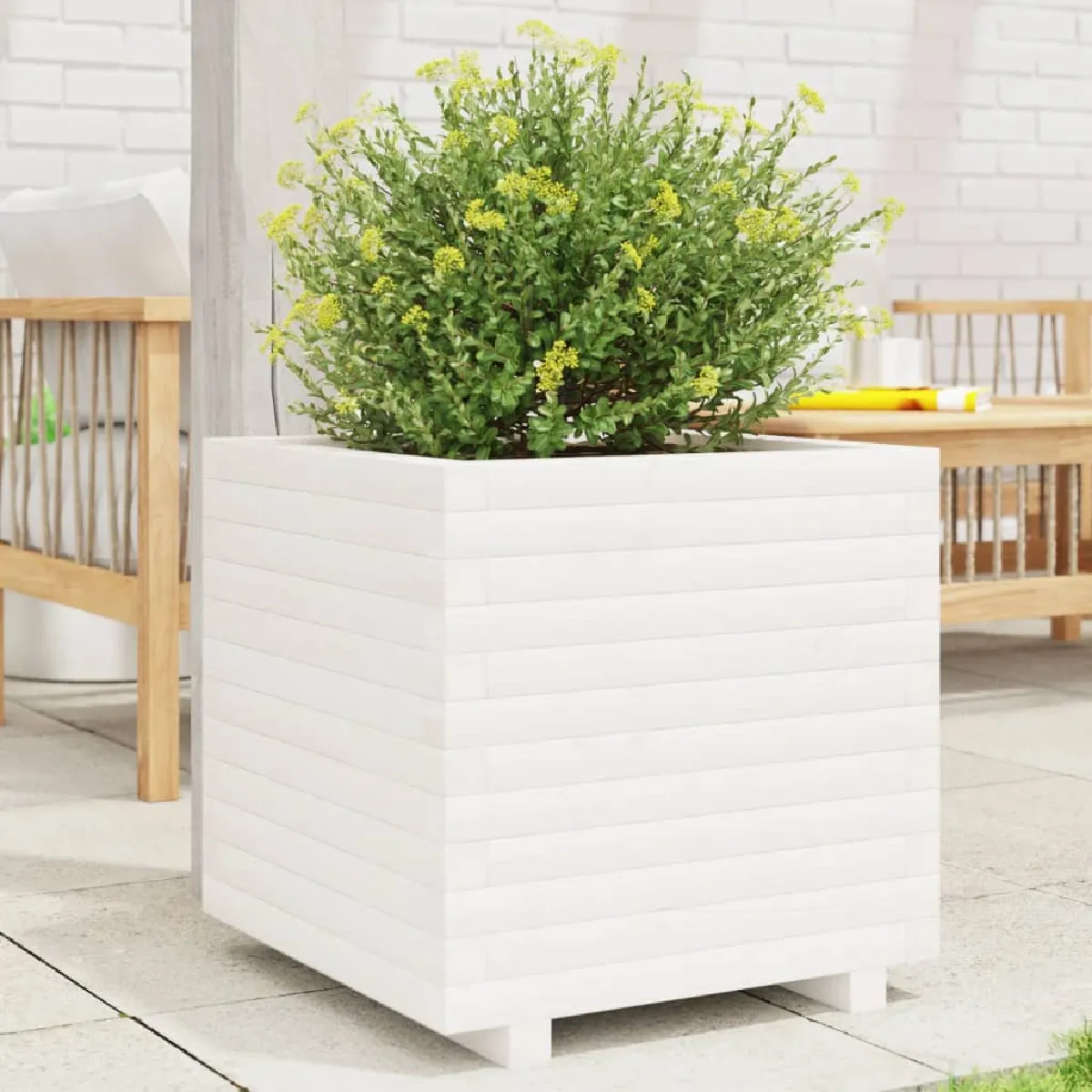Vidaxl Jardinière bois de pin Blanc - vue 1