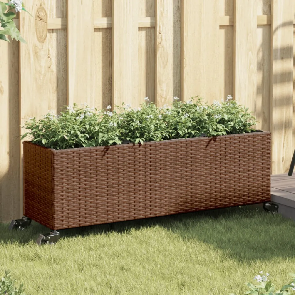 vidaXL Jardinière avec roulettes et 3 pots - vue 1