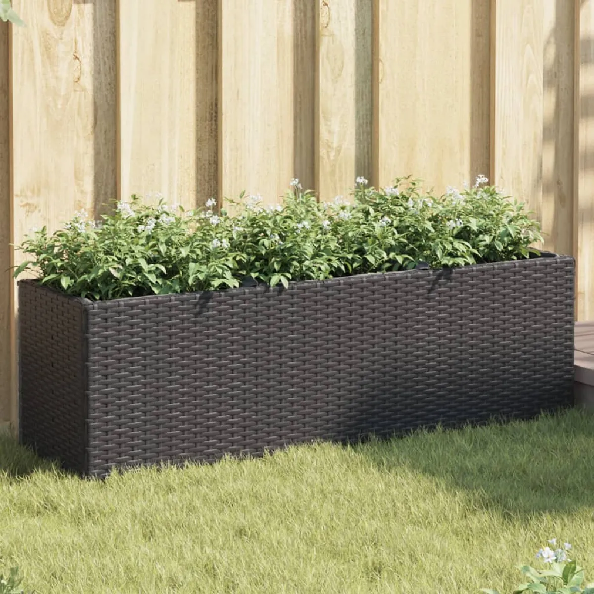 vidaXL Jardinière résine tressée 105x30 - vue 1