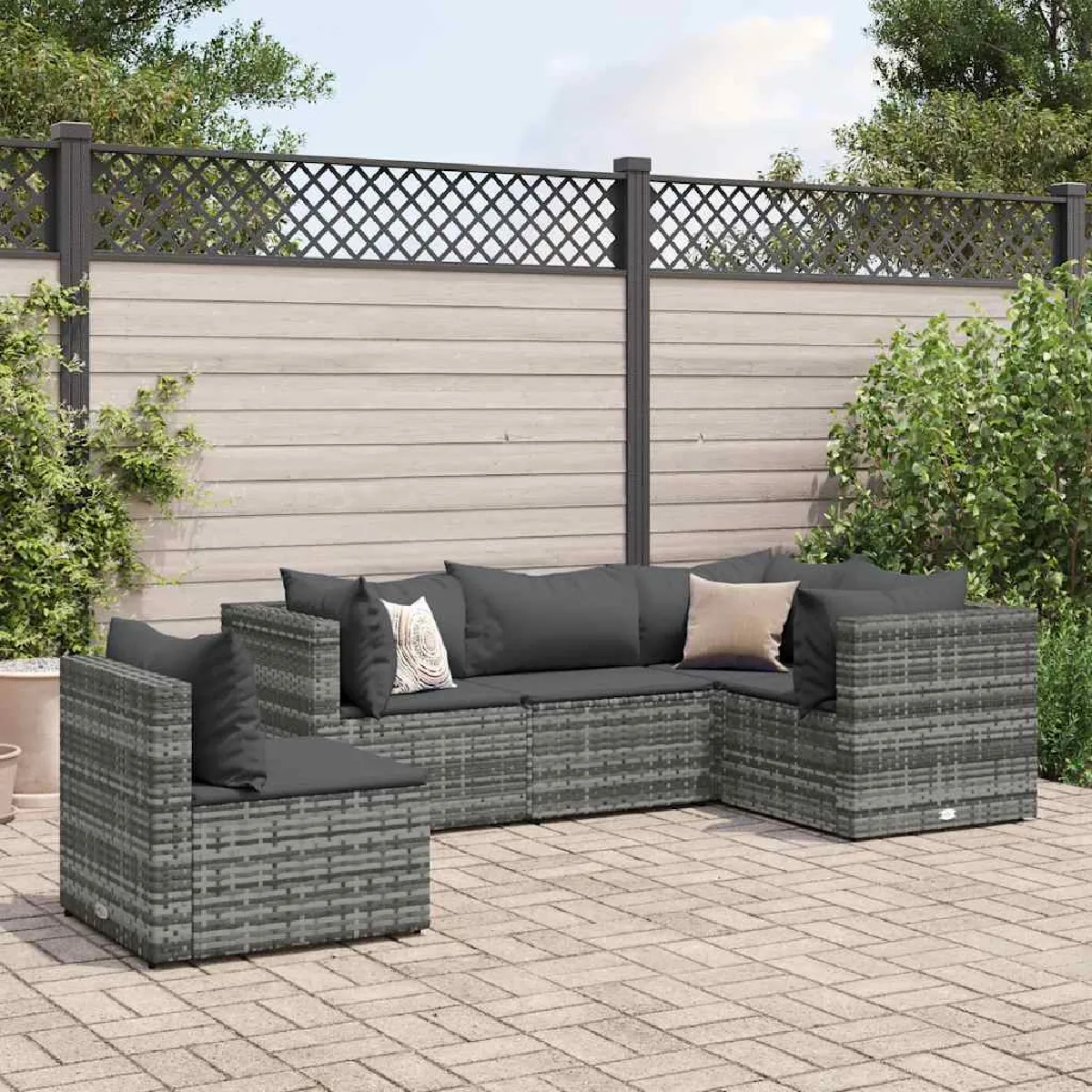 VIDAXL Salon de jardin - 5 pièces - Gris