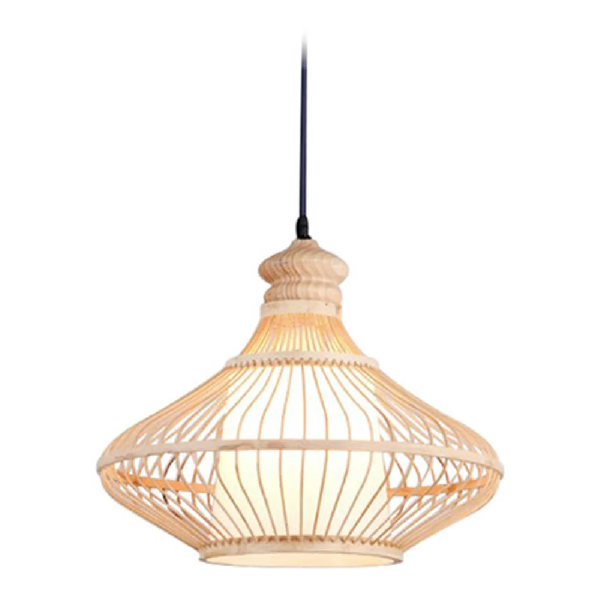Lampe de plafond en bambou - Lampe suspendue stile Boho Bali - Amara Bois naturel