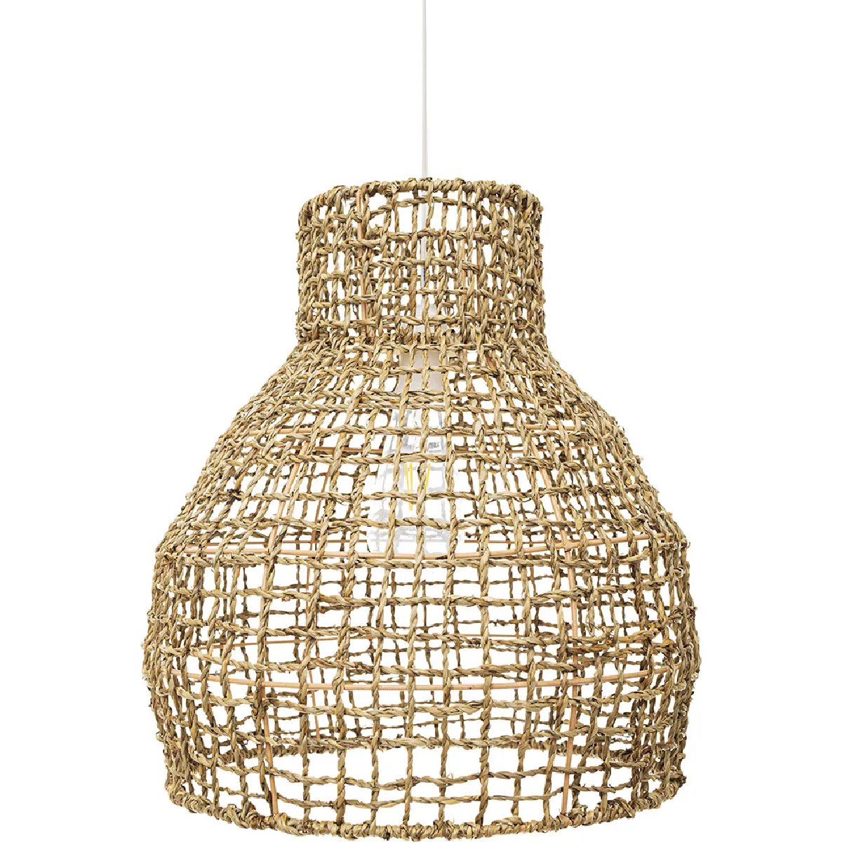 Lampe de plafond en rotin - Lampe suspendue de stile Boho Bali - Lan Bois naturel Lampe de plafond en rotin - Lampe suspendue de stile Boho Bali - Lan Bois naturel