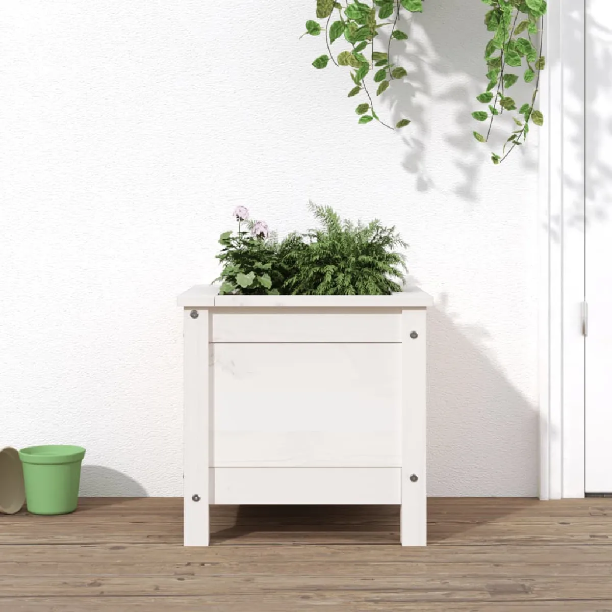 VIDAXL - Jardinière - Bois de Pin Massif - Blanc - 40x40x39 cm - Image 2